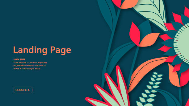 Floral landing page template vector art illustration