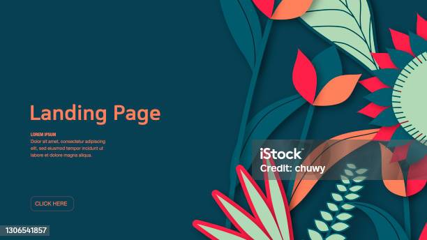 Floral Landing Page Template Stock Illustration - Download Image Now - Springtime, Backgrounds, Flower