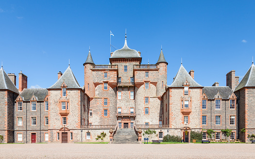 Lauder, Scotland - June 18:  Thirlestane Castle in Lauder, Scotland.  The 16th century castle, a restored country home, is set in the Scottish Borders.