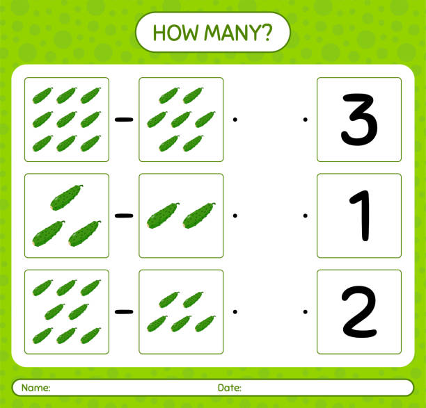 istock How many counting game with cucumber worksheet for preschool kids, kids activity sheet, printable worksheet 1306547833