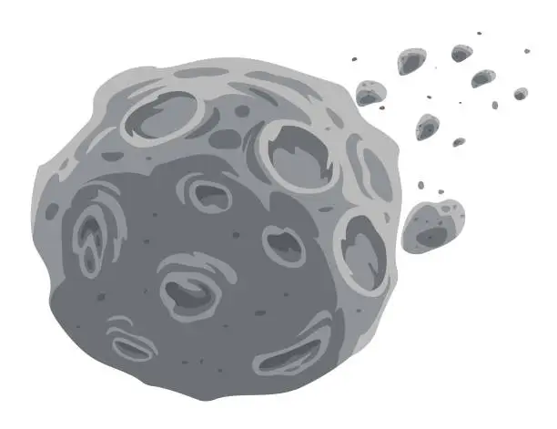 Vector illustration of Asteroids, isolated on white