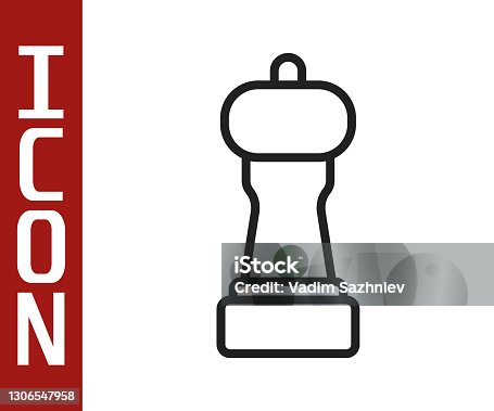 istock Black line Pepper icon isolated on white background. Cooking spices. Vector 1306547958