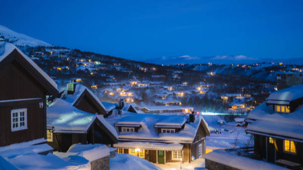 Geilo Norway in winter, nice houses covered in snow