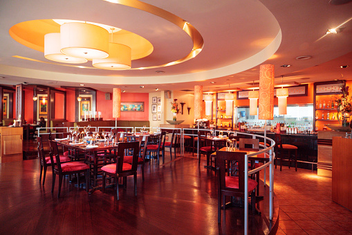 Elegantly furnished a fine dining Indian restaurant interior