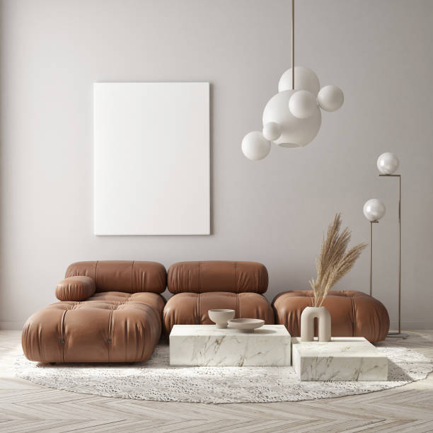 istock mock up poster frame in modern interior background, Art Deco style, 3D render 1306549453