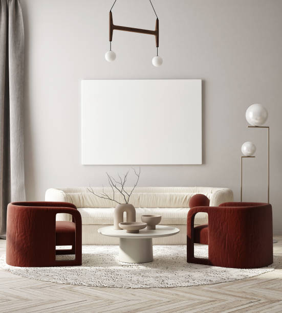 istock mock up poster frame in modern interior background, Art Deco style, 3D render 1306549455