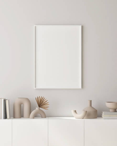 istock mock up poster frame in modern interior background, Art Deco style, 3D render 1306549464