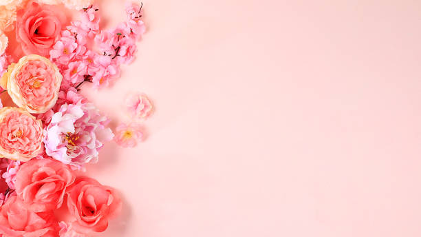istock Spring or summer flower composition, still life, banner, minimal holiday concept. Greeting card for mother's day, women's day, valentine's day, happy birthday, wedding, selective focus, 1306551328