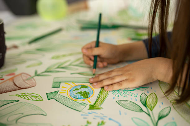Girl drawing plants