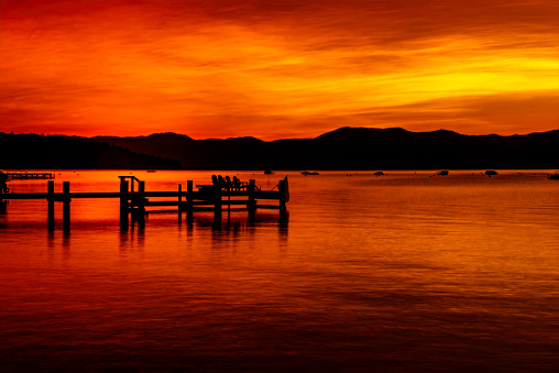 Golden hour in the early morning before sunrise, Lake Tahoe California