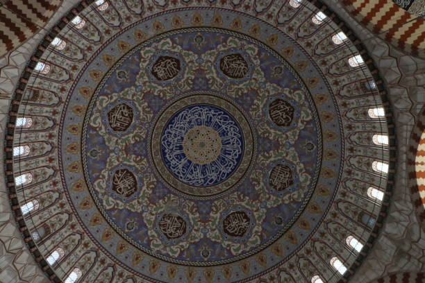 istock Tile Patterned Dome Interior Architecture in Edirne Selimiye Mosque, There Are Arabic Writings On The Dome 1306553715