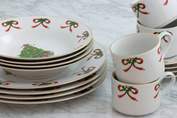 beautiful dinnerware stock photo