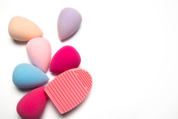 istock Set of makeup sponges and rubber cleaner on a white background 1306557322