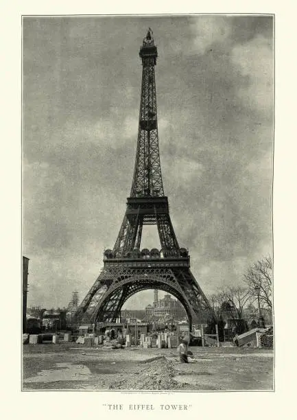 Photo of Vintage photograph of the Eiffel Tower just after it was completed for the Exposition Universelle of 1889