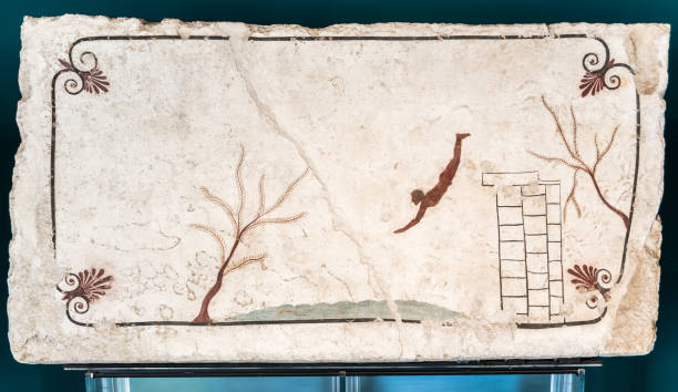 고대 그리스 프레스코: 다이버의 무덤, paestum - 3270 뉴스 사진 이미지