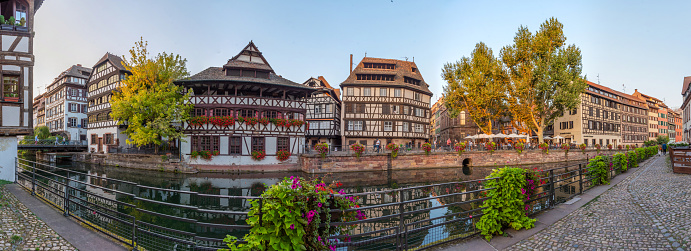 Strasbourg, France, September 21, 2020: Colourful houses at Petite France district in Strasbourg, Germany