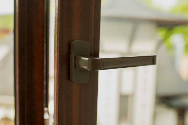 istock Handle of modern plastic window. Closeup shot 1306561687