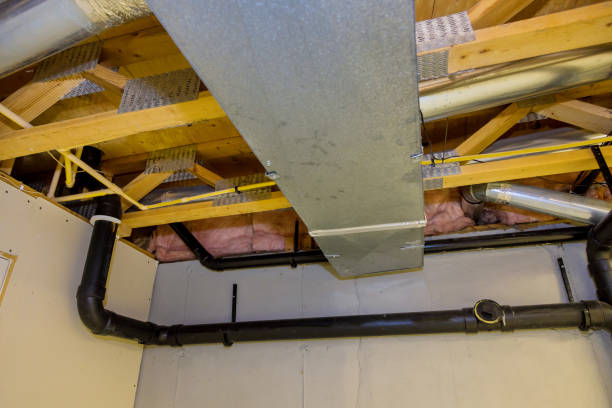 istock Framed home installation of air conditioner and heating ductwork in ceiling 1306561841