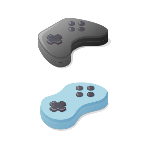 Joypad Wireless gamepad joystick controller set. Isometric vector illustration. Isolated on white background. old remote control stock illustrations