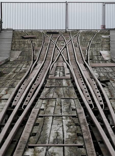 istock Railway tracks end at the fence 1306564445