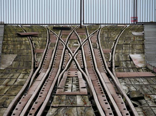 istock Rails in front of fence 1306564482