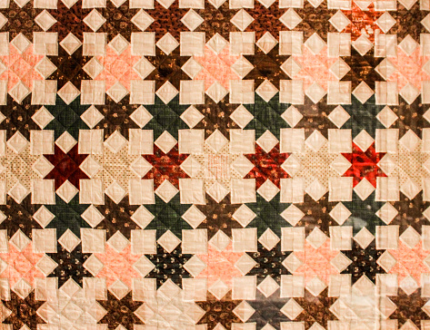 Old pieced star quilt - antique fabric - background