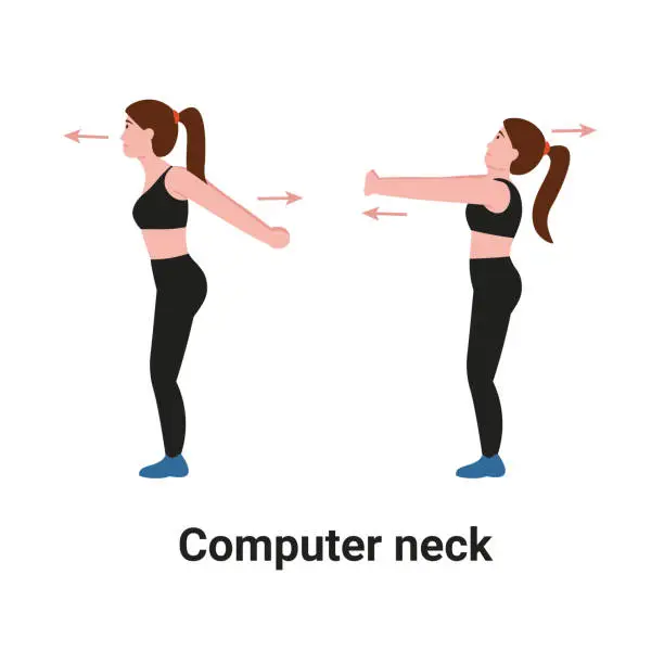 Vector illustration of Computer neck Exercises