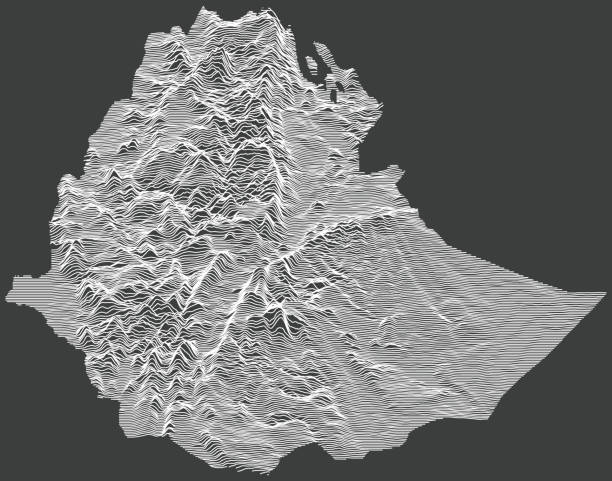 エチオピアの暗い地形図 - silhouette ethiopia map cartography点のイラスト素材／クリップアート素材／マンガ素材／アイコン素材