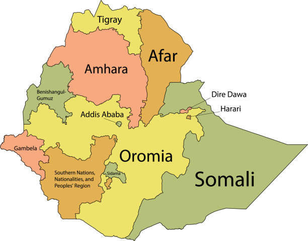 エチオピアのパステル地図 - silhouette ethiopia map cartography点のイラスト素材／クリップアート素材／マンガ素材／アイコン素材