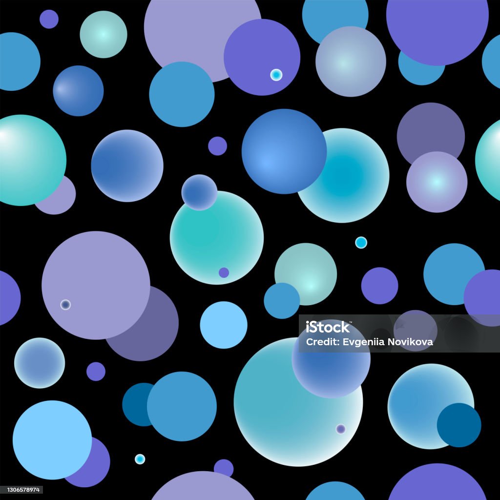 Rounded Blue Vector Pattern Seamless Vector Blue Round Geometric Pattern On A Black Background ...