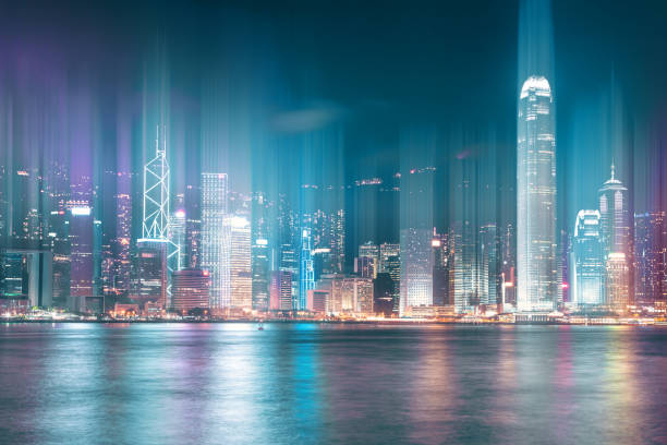 istock View on Hong Kong cityline with motion light trails 1306603837