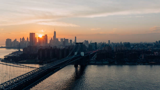 istock Aerial View New York Sunset in Brooklyn 1306604846