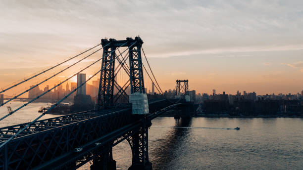 istock Aerial View New York Sunset in Brooklyn 1306604848