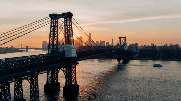istock Aerial View New York Sunset in Brooklyn 1306604851