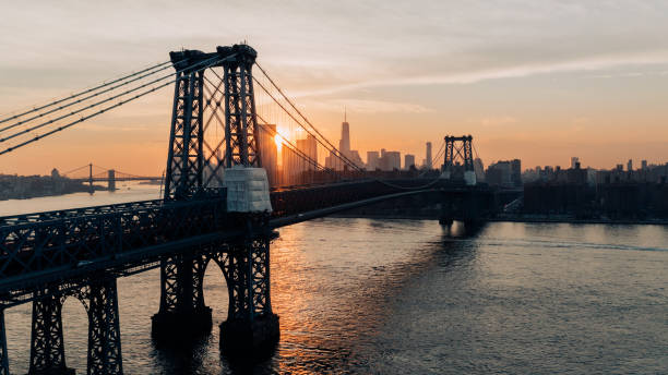 istock Aerial View New York Sunset in Brooklyn 1306604864