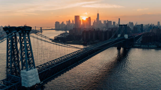 istock Aerial View New York Sunset in Brooklyn 1306604875