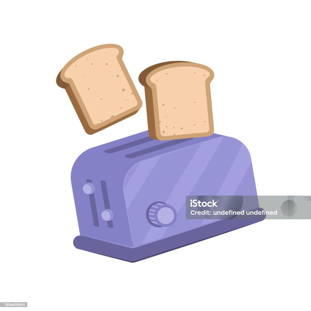 Automatic toaster cook bread for breakfast. Breakfast preparation concept - Royalty-free Torradeira arte vetorial