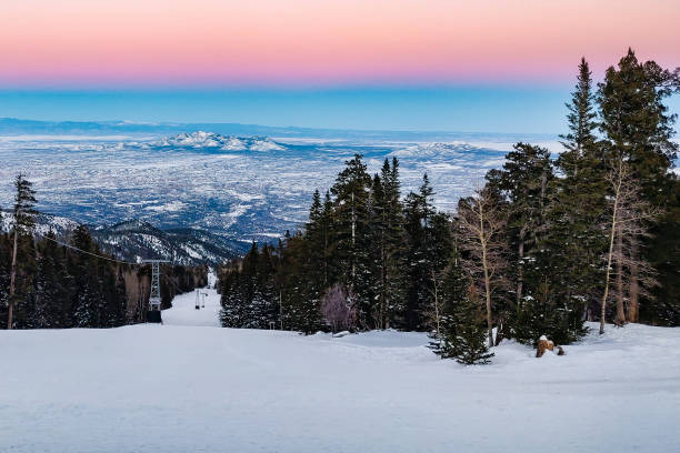 istock Beautiful view of mountain range from ski slope 1306608958