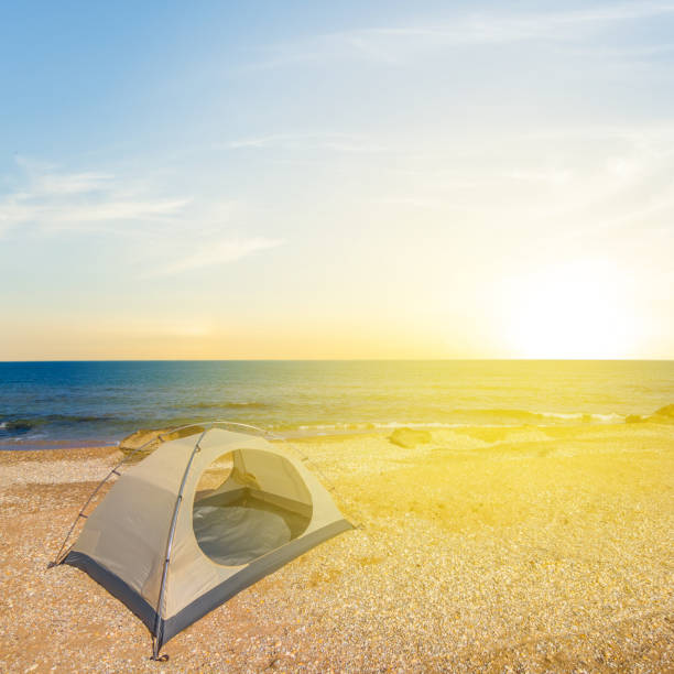 istock touristic camp on a sea coast at the sunset 1306612089