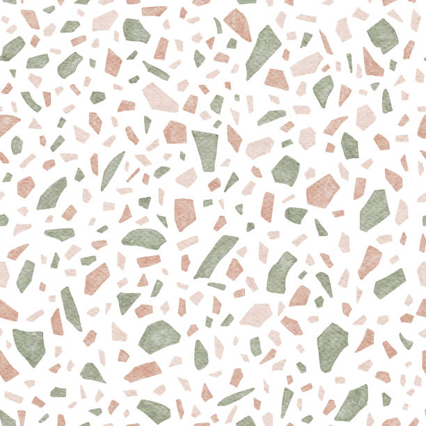 ilustrações de stock, clip art, desenhos animados e ícones de watercolor seamless terrazzo pattern - granite stone backgrounds vector