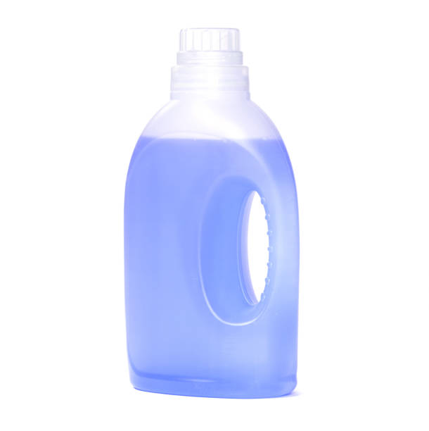 istock Detergent bottle, blue liquid washing soap for textile, isolated on white 1306616538