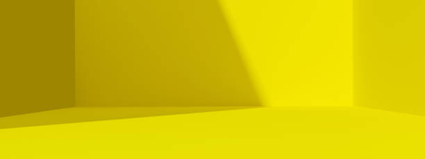 istock Yellow abstract wide background and vivid light backdrop room with empty blank gradient wallpaper design. 3D rendering. 1306618345
