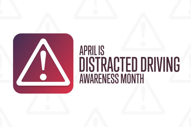 april ist abgelenkt driving awareness month. urlaubskonzept. vorlage für hintergrund, banner, karte, poster mit textinschrift. vektor eps10 abbildung. - abgelenkt stock-grafiken, -clipart, -cartoons und -symbole