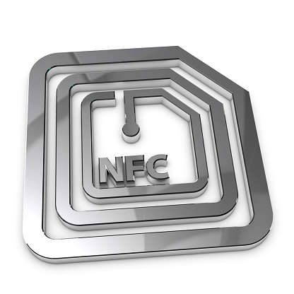 Silver Metallic NFC Technology Symbol - 3D Illustration Isolated On White Background