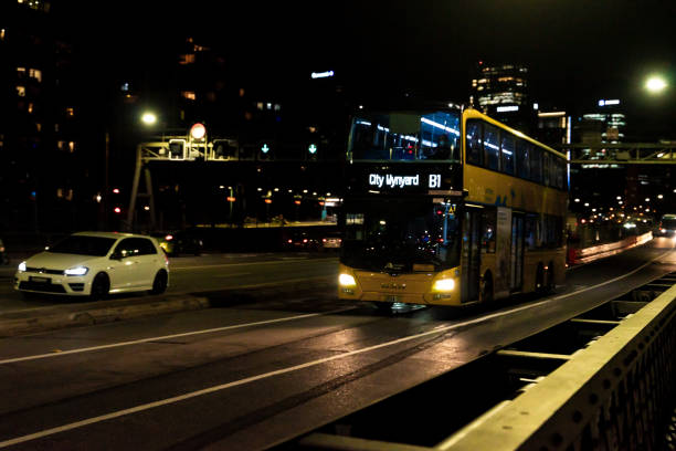 Hundreds of taxis and buses travel between the city and the Northern suburbs in two directions. 5 March 2021 Sydney, Australia.