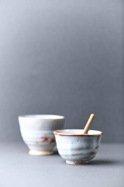 istock Traditional, handcrafted ceramic on gray background. Soft focus. Copy space. 1306620576