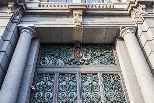 Architectural features of colonial and heritage building in Toronto, Canada. Sixty-Seven Yonge Street.