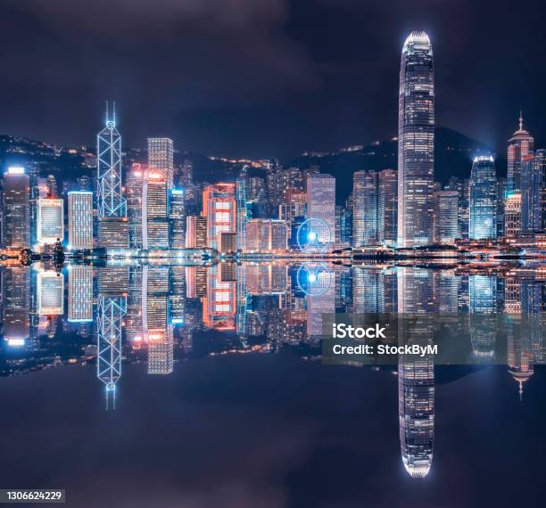 Hong Kong In The Evening Stock Photo - Download Image Now - Hong Kong, Night, City