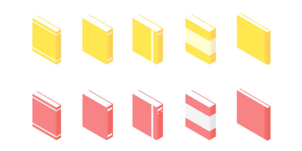 istock Book isometric - set of paperback literature with various hardcover isolated on white background. 1306624504