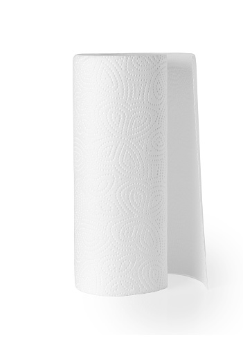 Paper towel roll on white background